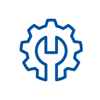 Icon of a spanner within a gear