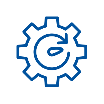 Timer within a round arrow enclosed in a gear